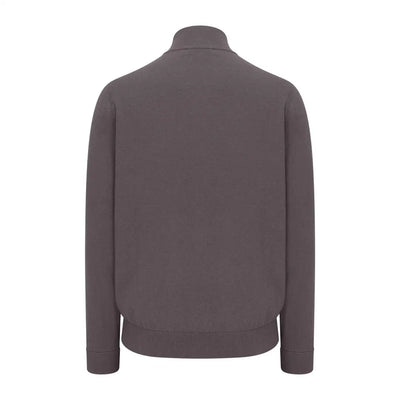 Gray long-sleeved collared shirt with New Forest Zip Neck Jumper style