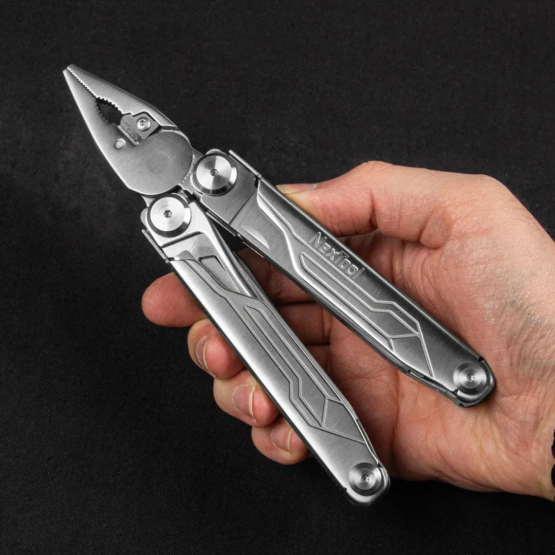 NexTool Flagship Captain multi-tool pliers in silver with black accents
