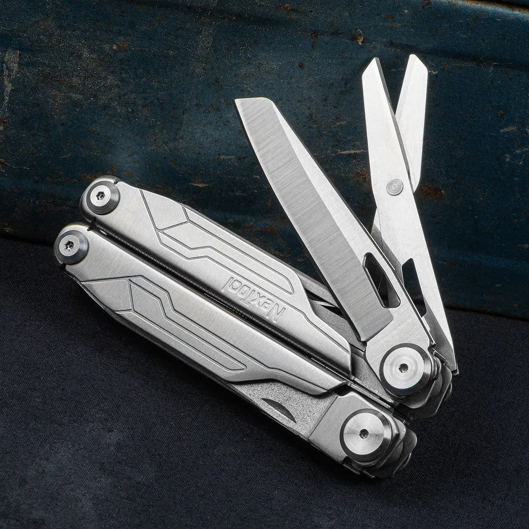 NexTool Flagship Captain multi tool with silver leather Gerber blades
