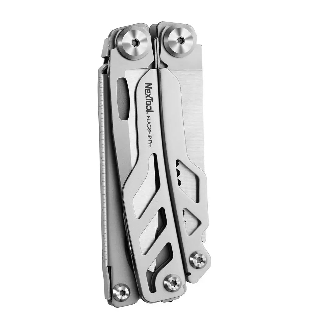 Sleek NexTool Flagship Pro multi tool in silver with black accents