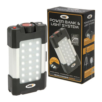 NGT 21 LED Light and power bank in packaging, perfect for hunting and outdoor adventures