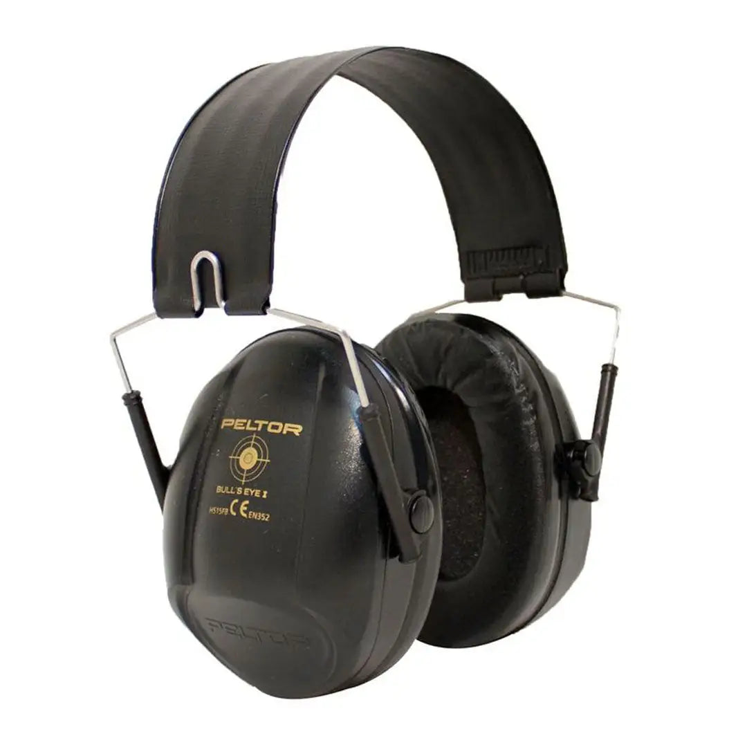 Black Peltor Bullseye II earmuffs for hunting and country clothing protection