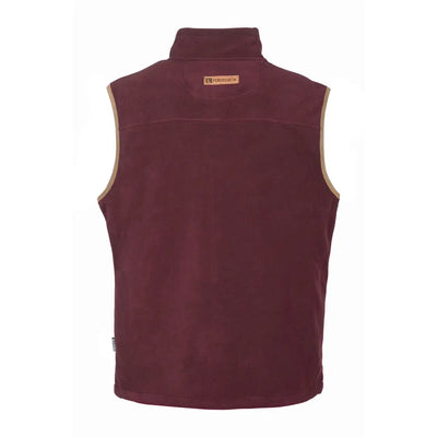 Burgundy Percussion Scotland fleece vest with high collar and logo patch