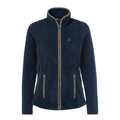 Navy blue Percussion Scotland Ladies Fleece Jacket with zipper and contrast trim