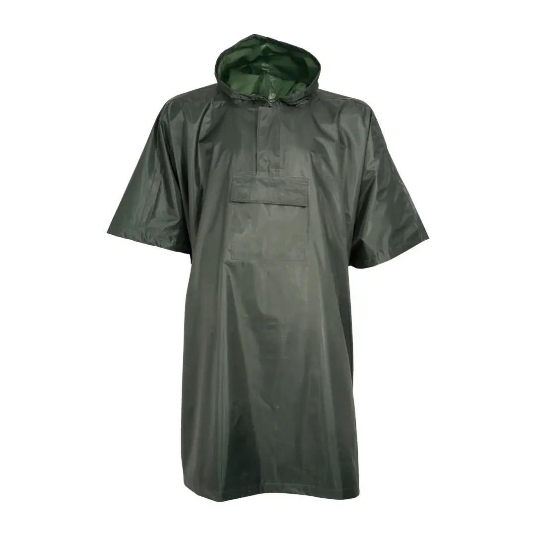 Green hooded short sleeve Percussion Waterproof Poncho for ultimate rain protection