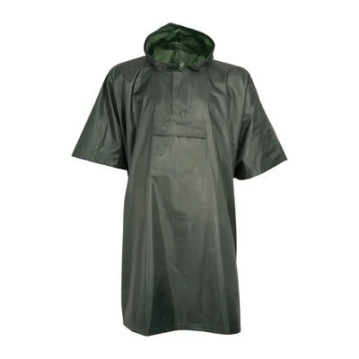 Green hooded short sleeve Percussion Waterproof Poncho for ultimate rain protection