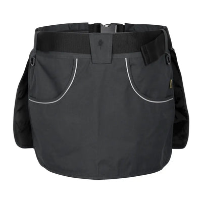 Dark gray apron with pockets for dog sports, country clothing, or hunting gear