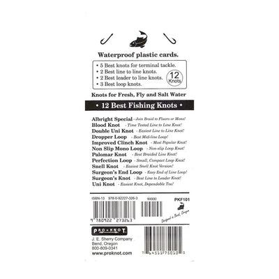 Waterproof plastic cards showing 12 essential fishing knots for easy knot tying