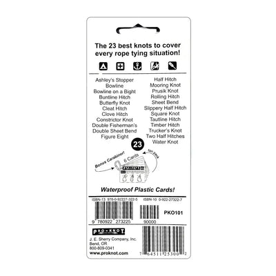 Packaging for waterproof plastic cards teaching outdoor knots like trucker’s hitch and tautline hitch