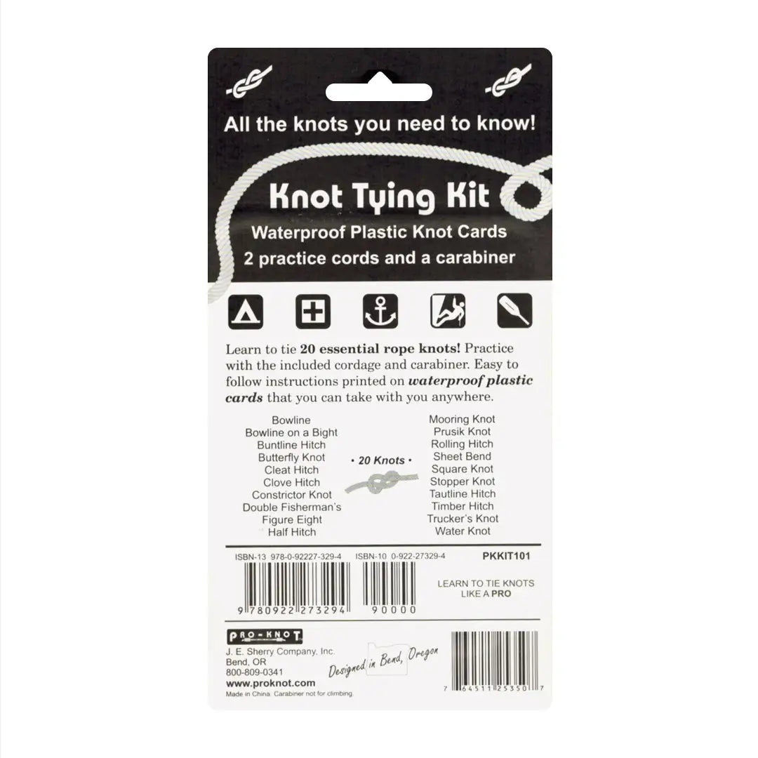 Pro Knot Tying Kit with waterproof cards and practice cords for easy knot tying skills