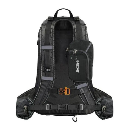 Proviz Reflect360 Explorer Backpack with black tactical mesh panels and orange buckles