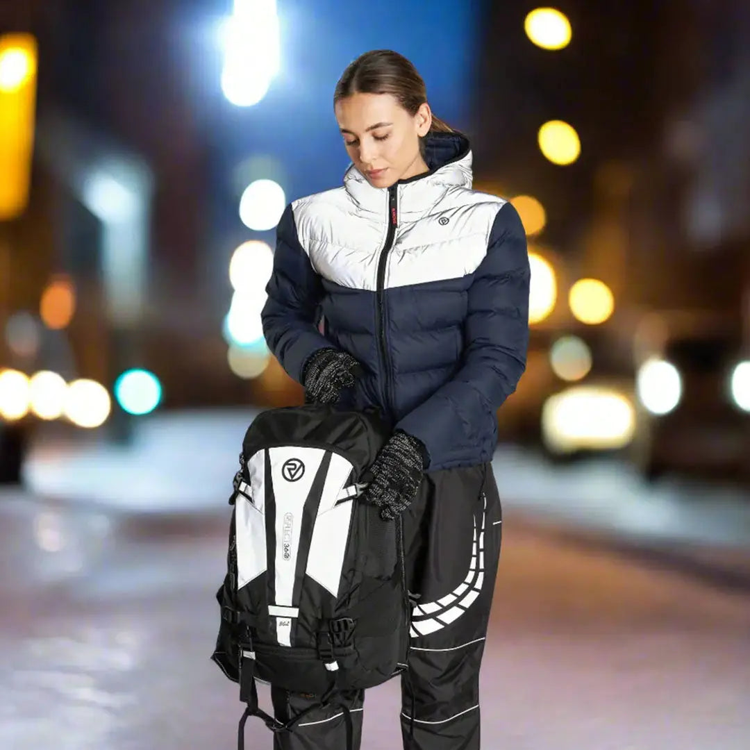 Black and white Proviz Reflect360 Explorer Backpack with reflective logo