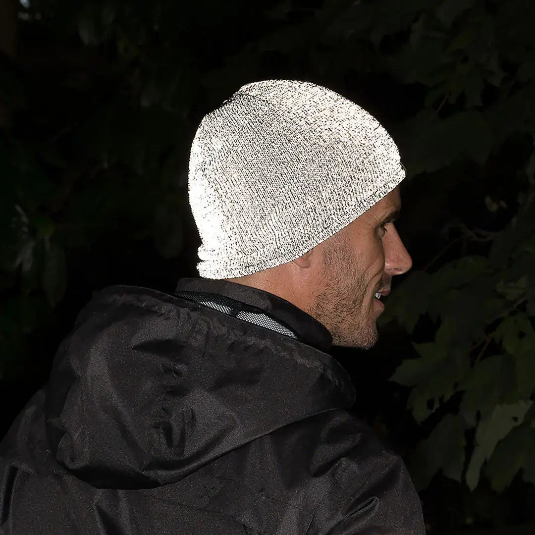 Reflective silver knit beanie for hunting outdoors, Proviz Reflect360 fleece-lined