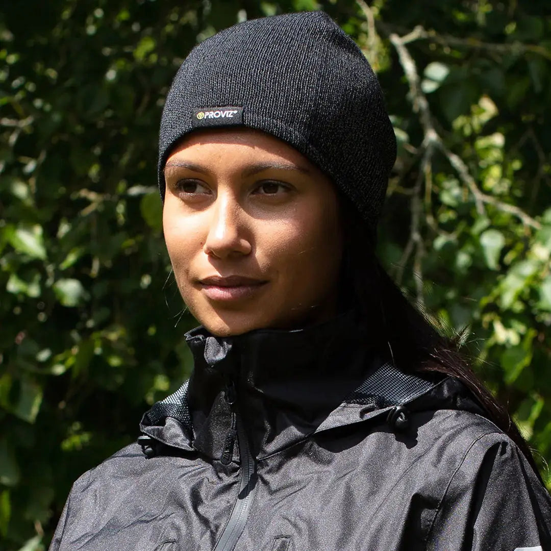 Black Proviz Reflect360 fleece-lined beanie for outdoors hunting