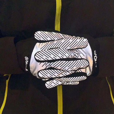 Proviz Reflect360 lightweight running gloves in black and white reflective design with diagonal stripes