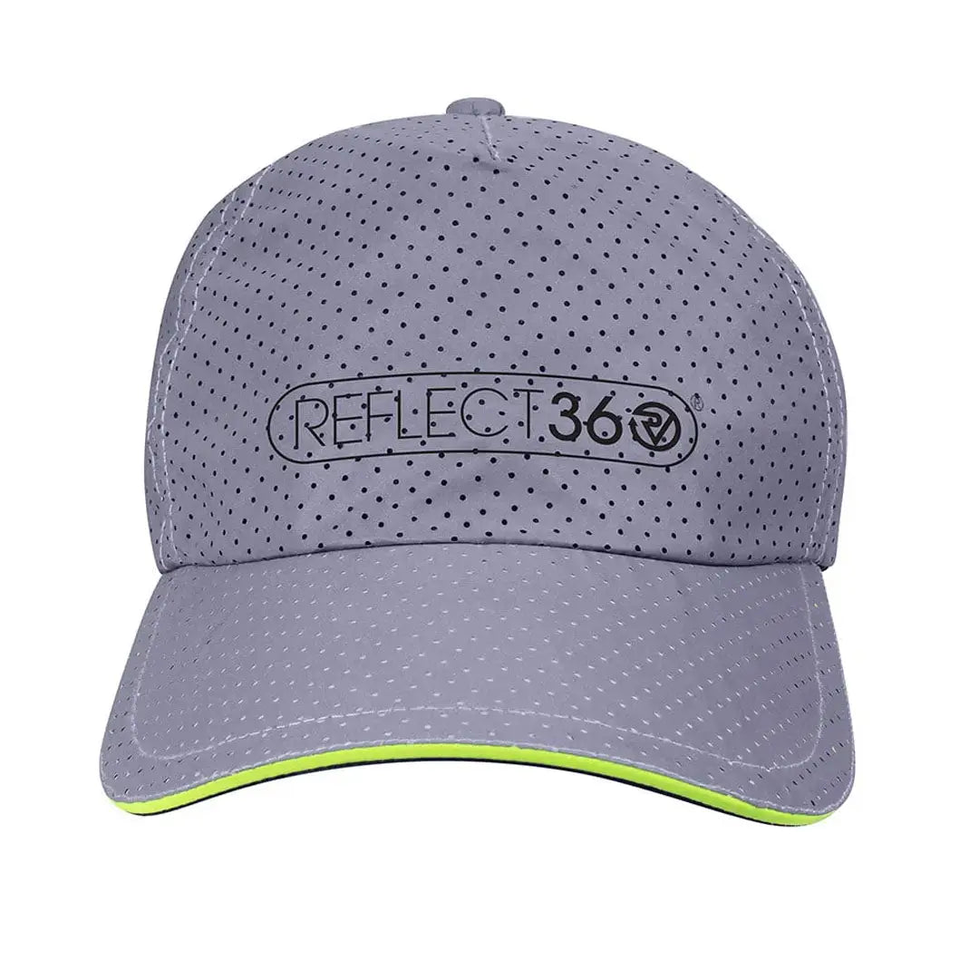 Gray Proviz Reflect360 running cap with neon green trim and Reflect 360 logo
