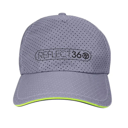 Gray Proviz Reflect360 running cap with neon green trim and Reflect 360 logo