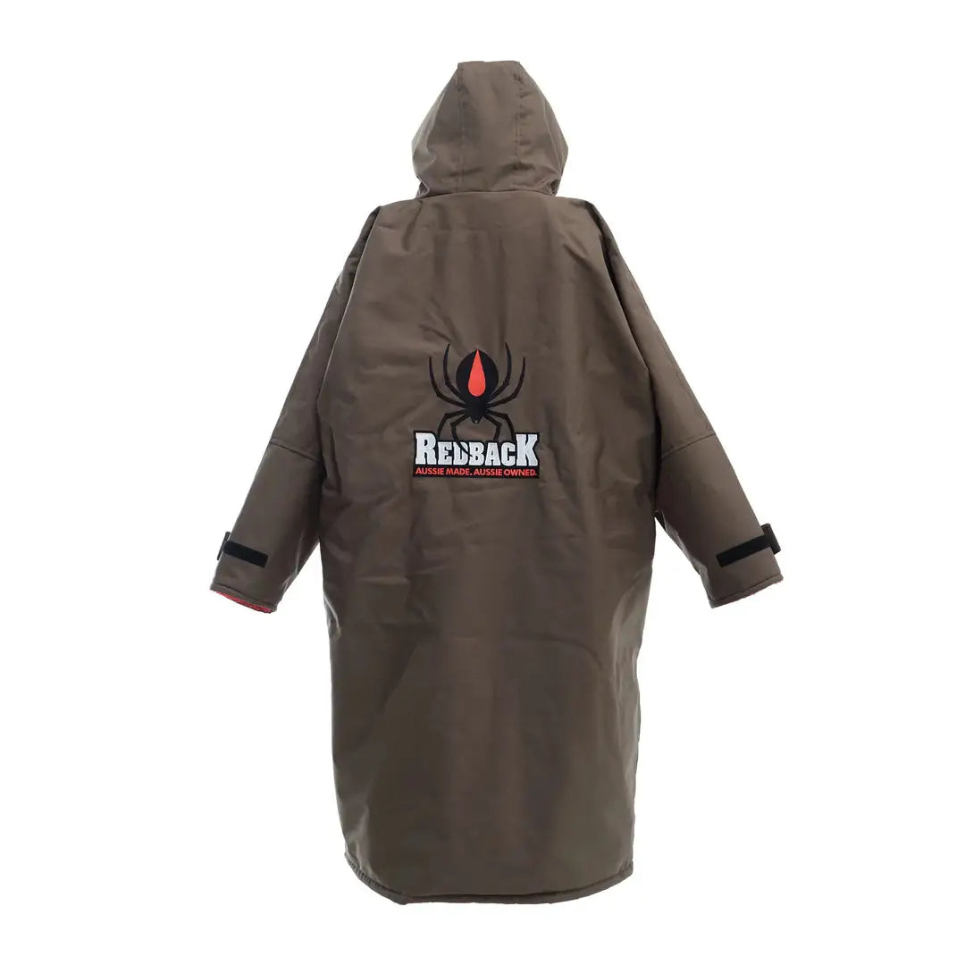 Long brown Redback Robe with spider logo, perfect for country clothing and hunting