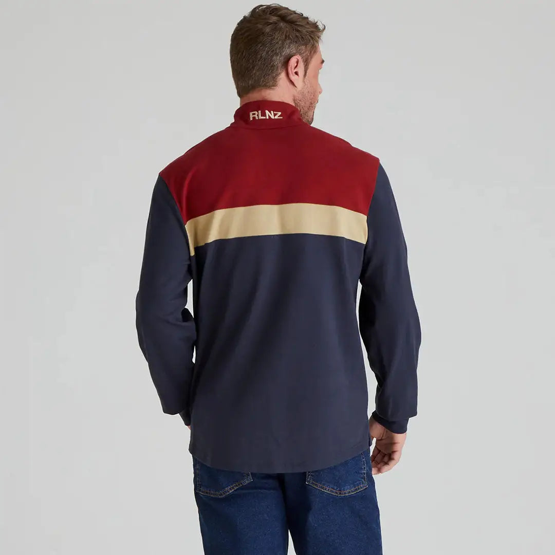 Color-blocked long-sleeved Ridgeline Backslider Rugby Top with moisture-wicking finish
