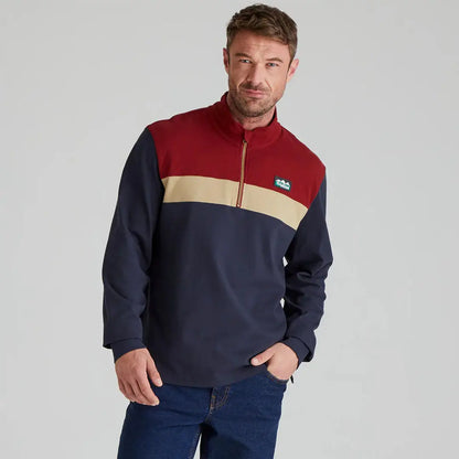 Color-blocked long-sleeved Ridgeline Backslider Rugby Top with moisture-wicking finish