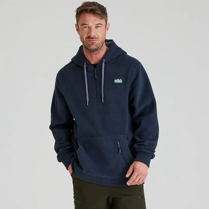 Navy blue hoodie from Ridgeline Ballistic Hooded Fleece, perfect for chilly autumn days