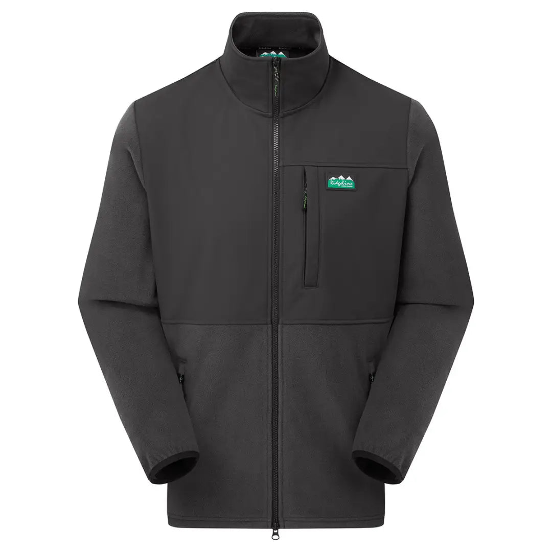 Dark gray Ridgeline Hybrid Fleece Jacket zip-up showing comfort and style