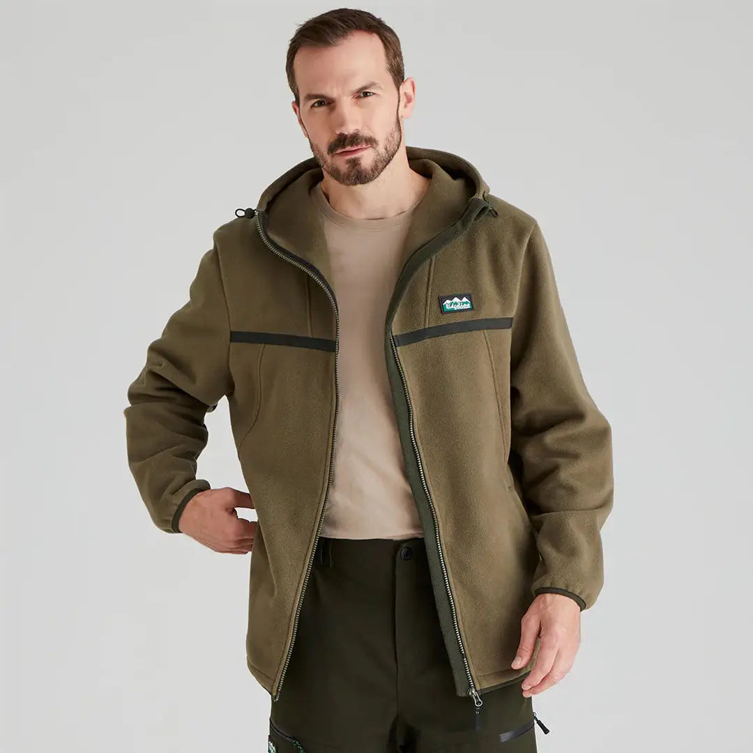 Olive green Hooded Fleece Jacket from Ridgeline Kodiak Fleece with Southern Star Pro Fleece
