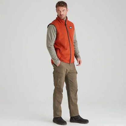 Man in orange vest and khaki pants wearing Ridgeline Kodiak Gilet outdoors