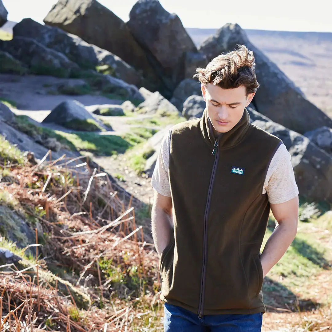 Olive green fleece vest for outdoor adventures - Ridgeline Kodiak Gilet style