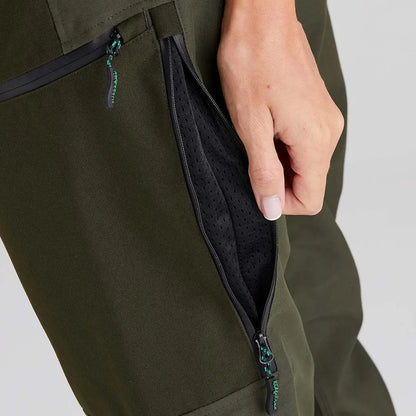 Olive green Ridgeline Ladies Cambrian Trousers with zippered mesh pocket for all-day wear