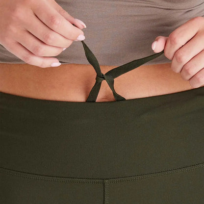 Olive green Ridgeline Ladies Infinity Leggings with drawstring and brushed finish provide versatility