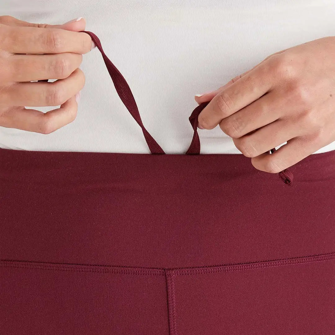 Maroon Ridgeline Ladies Infinity Leggings with drawstring, perfect for athletic wear