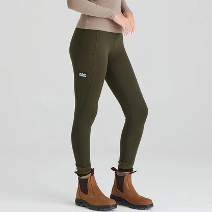 Olive green Ridgeline Ladies Infinity Leggings with brushed finish, perfect for versatility