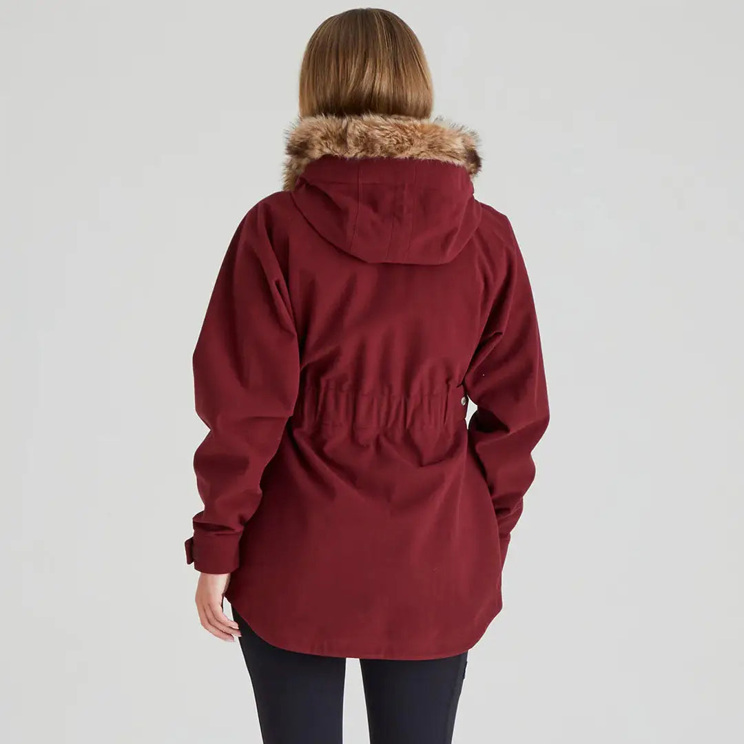 Burgundy Ridgeline Ladies Monsoon Nordic Jacket with fur-trimmed hood