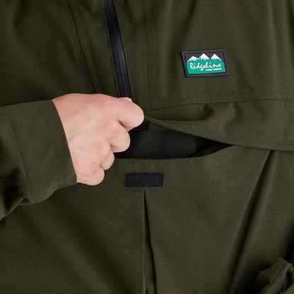 Olive green Cambrian Smock men’s country clothing with a pocket for hunting trips