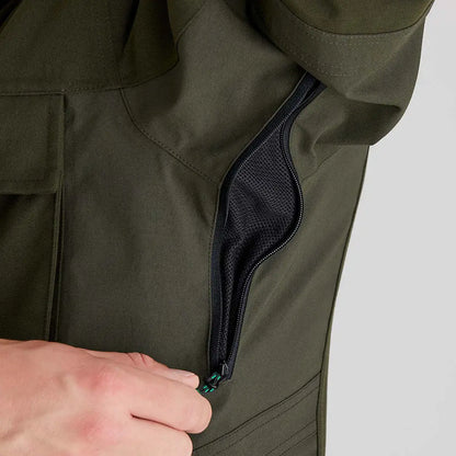 Olive green cargo pants with zippered mesh pocket for Ridgeline Cambrian Smock country clothing style