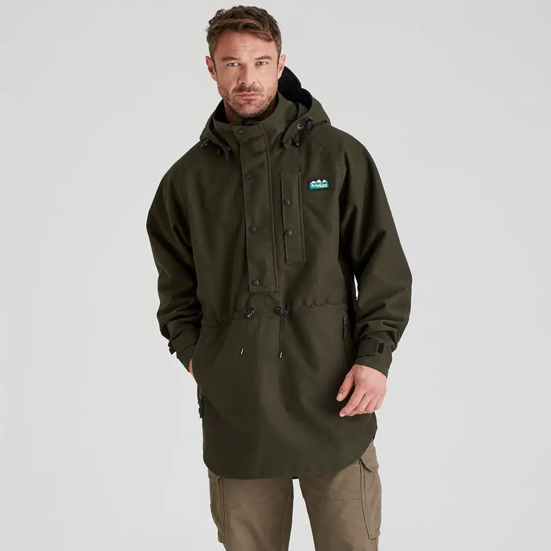 Olive green Ridgeline Mens Monsoon Classic Smock hooded anorak for rainy days