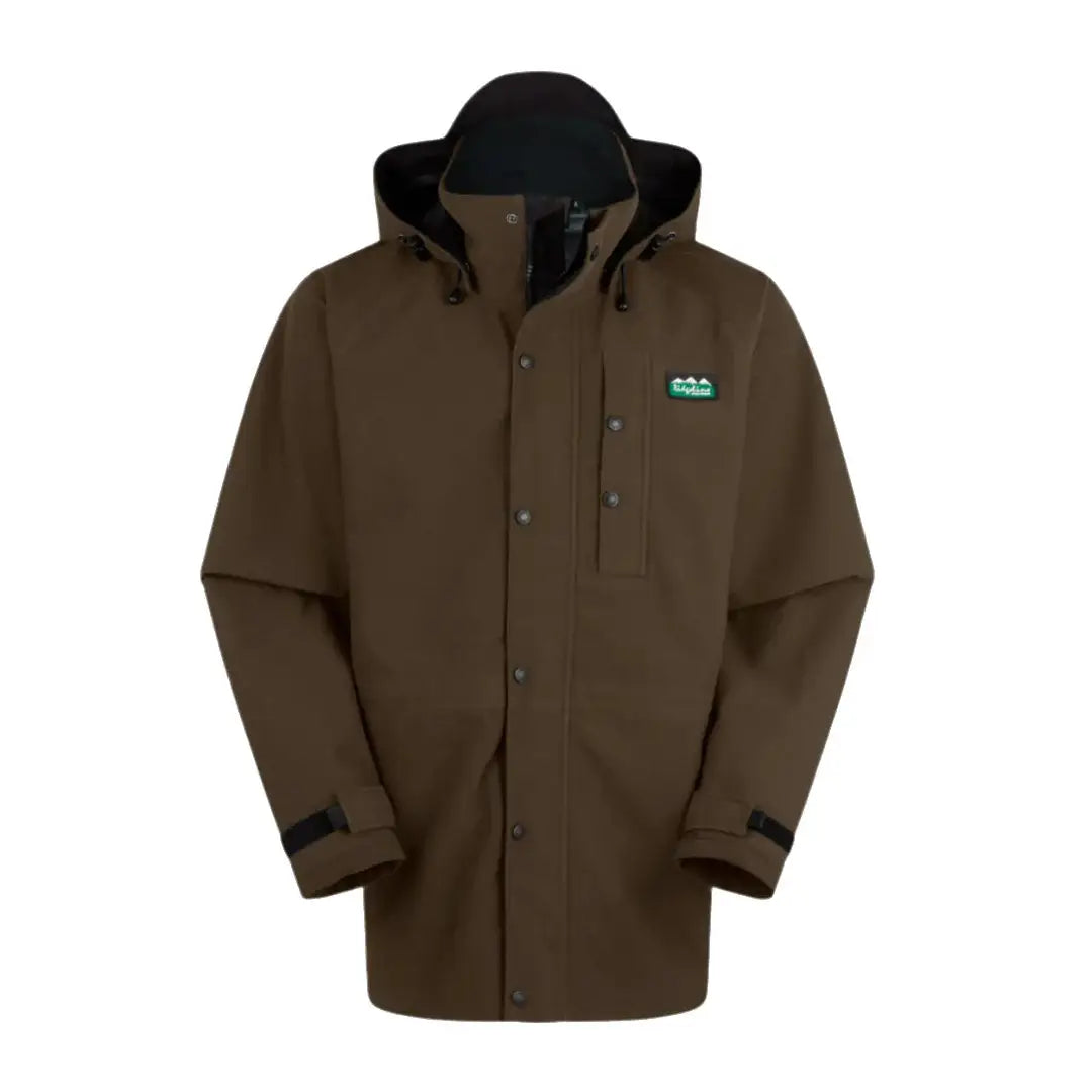 Brown hooded Ridgeline Mens Monsoon Classic Waterproof Jacket for rainy days