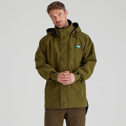 Olive green Ridgeline Mens Monsoon Classic Waterproof Jacket with hood for wet weather