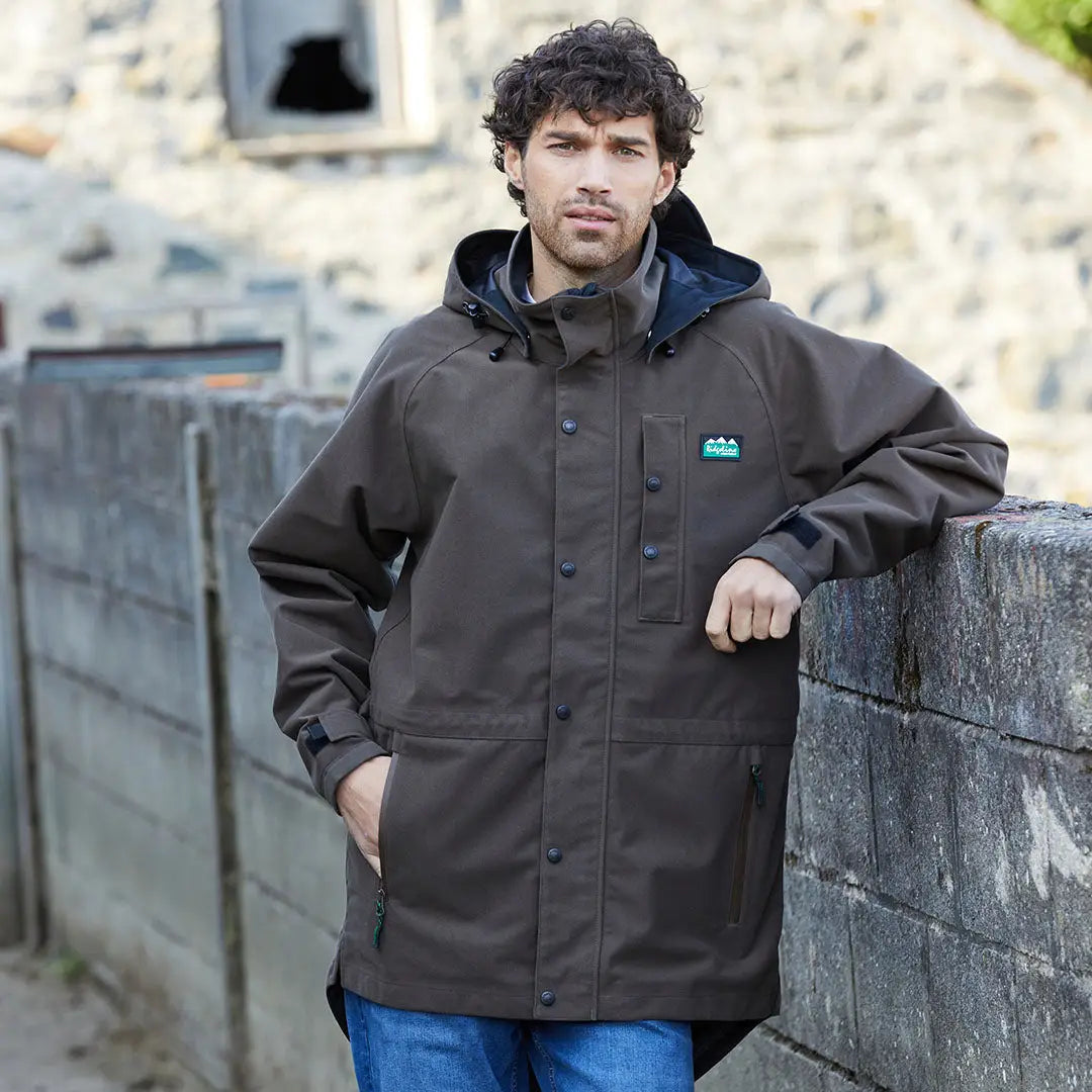Brown hooded outdoor jacket from Ridgeline Mens Monsoon Classic Waterproof Jacket collection
