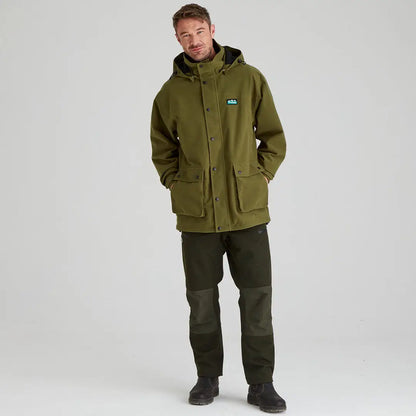 Man in olive green Ridgeline Torrent III jacket for country clothing outdoor wear