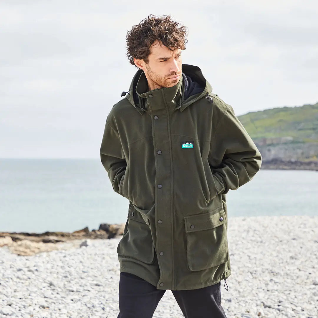 Olive green hooded parka from Ridgeline Torrent for country clothing style