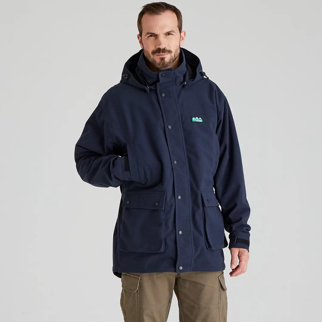 Navy hooded parka from Ridgeline Torrent III Jacket for country clothing adventures