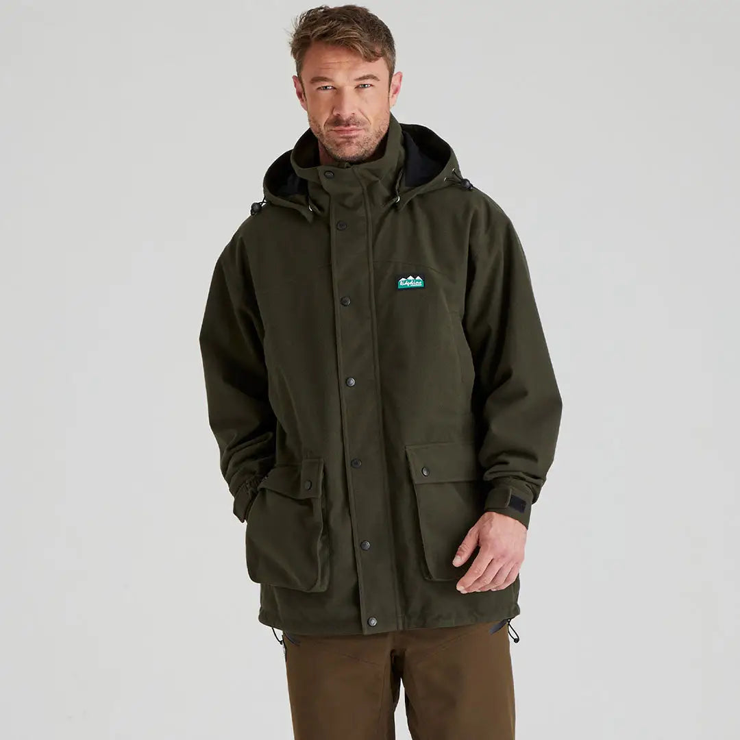 Olive green Ridgeline Torrent III jacket in country clothing style for men