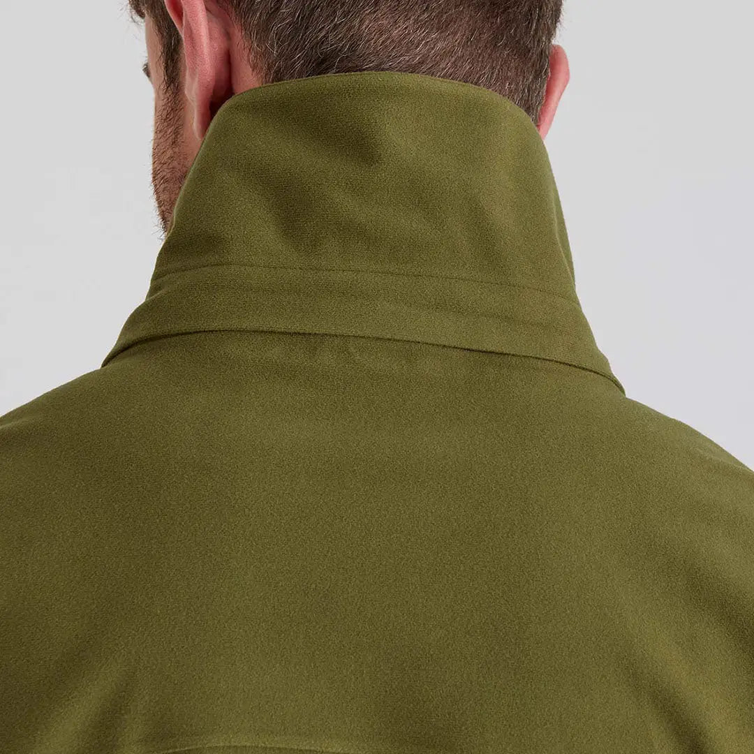 Olive green jacket collar of Ridgeline Mens Torrent III Jacket for country clothing
