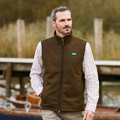 Brown fleece vest from the Ridgeline Monarch Gilet, perfect for cozy outdoor adventures