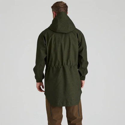 Olive green hooded parka from Ridgeline Monsoon Light Smock collection for rain protection