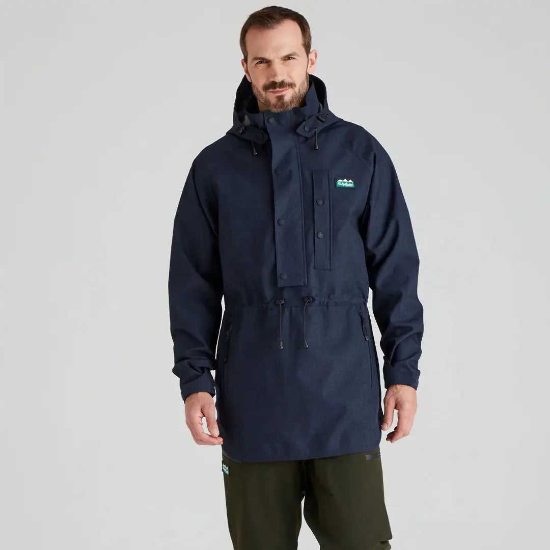 Navy blue hooded anorak from Ridgeline Monsoon Light Smock collection for rain gear
