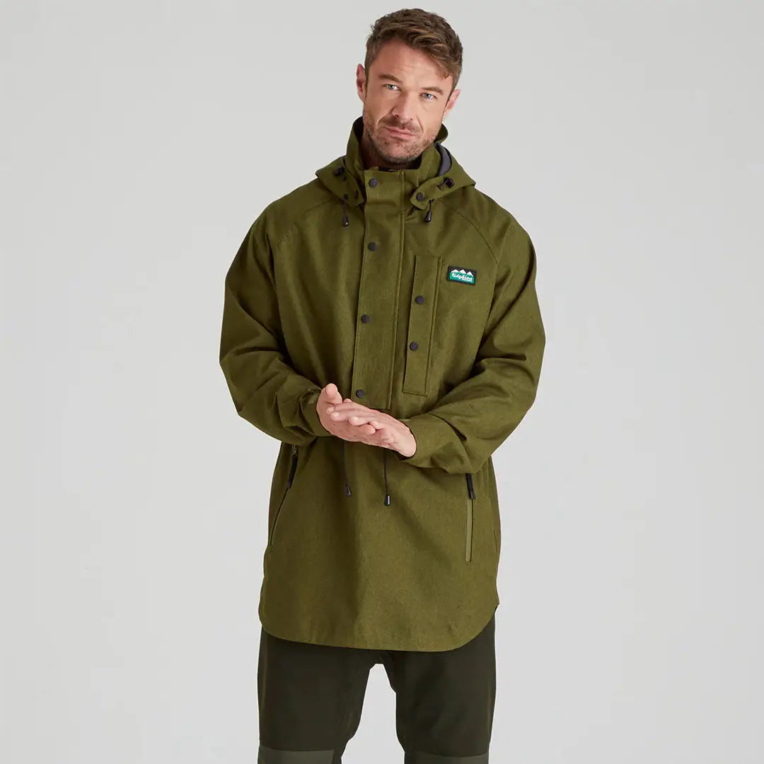 Olive green hooded anorak from Ridgeline Monsoon Light Smock collection perfect for rain