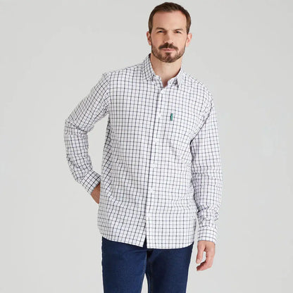 Man wearing a checkered Ridgeline Sedgebrook Shirt for a casual look